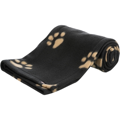 TRIXIE Hondendeken Beany Zacht, beschermt meubels, pootjesprint - Zwart met beige - 100x70 cm