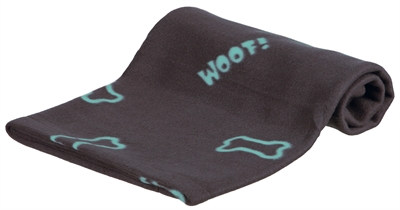 TRIXIE Hondendeken BEANY Zacht fleece, meubelbescherming, botjesprint - Grijs met blauwe botjes - 100x70 cm