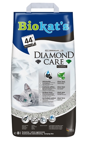 BIOKAT'S Kattenbakvulling Diamond Care Classic Actieve kool voor geurbinding, aloë vera verzorging - 8 L