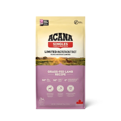 ACANA Hondenvoer Singles Grass-Fed Lamb - 50% grasgevoerd lam, WholePrey verhoudingen, voor gevoelige spijsvertering - 17 kg