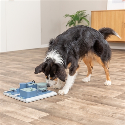 TRIXIE Interactief voerspel Dog Activity Poker Box 2 5 verstopvakken, anti-slip voetzolen, instructieboekje - rood/oranje/zwart - 31x31x9,5 cm