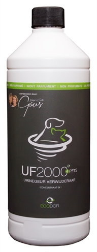 ECODOR Urinegeurverwijderaar UF2000 4Pets Krachtige enzymatische neutralisator 100% natuurproduct 1:5 concentraat - Ongeparfumeerd - 1 L