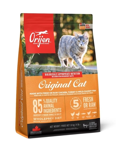 ORIJEN Volledige kattenvoeding ORIGINAL CAT | 85% dierlijke ingrediënten - Rijk aan eiwitten - Gevriesdroogde levercoating - 1,8 kg