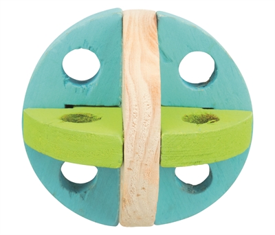TRIXIE Speel- en snackbal Hout Snackvulbaar, 100% natuurlijk, gebitvriendelijk - Blauw/Groen/Rood/Geel - 8 cm