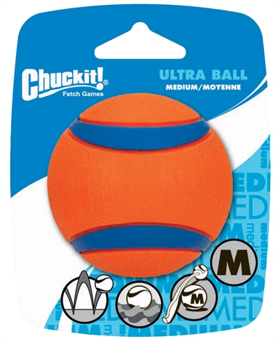 CHUCKIT Bal ULTRA BAL Drijft, hoog stuiterend & duurzaam - Medium 6,4 cm