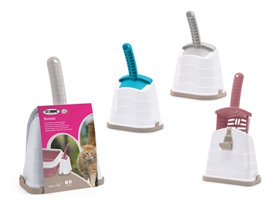 IMAC Kattenbakschep Romeo Effectief filtert grit zonder verlies | Houder met afneembaar opvangbakje - Assorti - 17,5x11x28 cm