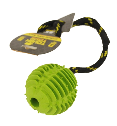 HAPPY PET Speelbal met touw Atomic - Rubber koord voor ver werpen en apporteren - Assorti - 35x7x7 cm