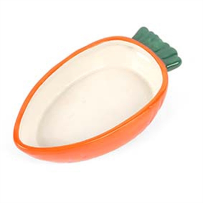 HAPPY PET Voerbak Wortel Keramiek gelakt | Voer & water, vaatwasserbestendig - Oranje - 13,5x6,5x3 cm