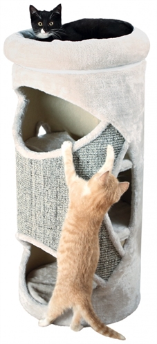 TRIXIE Krabton Gracia Meerdere schuilplaatsen, sisal krabvlakken & afneembare relax-mand - Lichtgrijs/Grijs - 38x38x85 cm