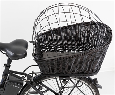 TRIXIE Fietsmand Met Draadkoepel Achterop Wilgentakken, Veilig rooster en kussen - Zwart - 35x49x55 cm / tot 8 kg
