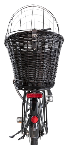 TRIXIE Fietsmand Met Draadkoepel Achterop Wilgentakken, Veilig rooster en kussen - Zwart - 35x49x55 cm / tot 8 kg