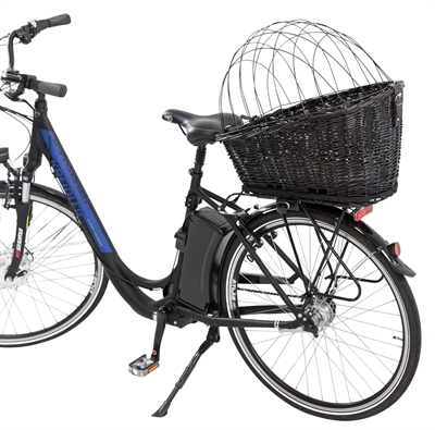 TRIXIE Fietsmand Met Draadkoepel Achterop Wilgentakken, Veilig rooster en kussen - Zwart - 35x49x55 cm / tot 8 kg