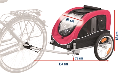 TRIXIE Hondenfietskar 75x63x68 cm Metalen frame, goede ventilatie & snelklik wielen - Zwart/Rood - Max 22 kg