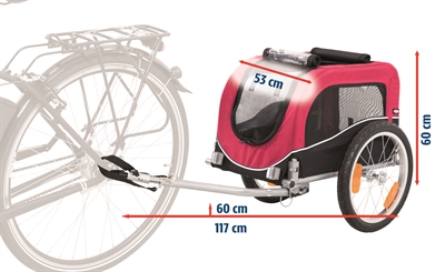 TRIXIE Hondenfietskar Kleine Rassen - Weerbestendig & Ventilerend, Snelkoppel-systeem - Zwart/Rood - 60x53x60 cm, max 15 kg