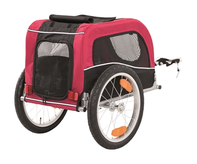 TRIXIE Hondenfietskar Kleine Rassen - Weerbestendig & Ventilerend, Snelkoppel-systeem - Zwart/Rood - 60x53x60 cm, max 15 kg