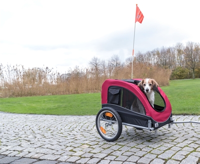TRIXIE Hondenfietskar Kleine Rassen - Weerbestendig & Ventilerend, Snelkoppel-systeem - Zwart/Rood - 60x53x60 cm, max 15 kg