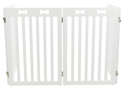 TRIXIE Hondenhek Afsluithek 4-panelen Verstelbaar 60-160 cm, Geschikt voor grote honden, Gepoedercoat MDF - Wit - 75 cm