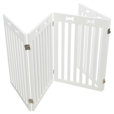 TRIXIE Hondenhek Afsluithek 4-panelen Verstelbaar 60-160 cm, Geschikt voor grote honden, Gepoedercoat MDF - Wit - 75 cm