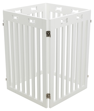 TRIXIE Hondenhek Afsluithek 4-panelen Verstelbaar 60-160 cm, Geschikt voor grote honden, Gepoedercoat MDF - Wit - 75 cm