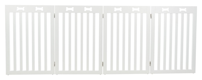 TRIXIE Hondenhek Afsluithek 4-panelen Verstelbaar 60-160 cm, Geschikt voor grote honden, Gepoedercoat MDF - Wit - 75 cm
