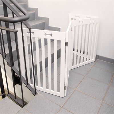 TRIXIE Hondenhek Afsluithek 4-panelen Verstelbaar 60-160 cm, Geschikt voor grote honden, Gepoedercoat MDF - Wit - 75 cm