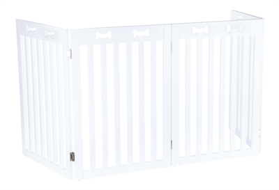 TRIXIE Hondenhek Afsluithek 4-panelen Verstelbaar 60-160 cm, Geschikt voor grote honden, Gepoedercoat MDF - Wit - 75 cm
