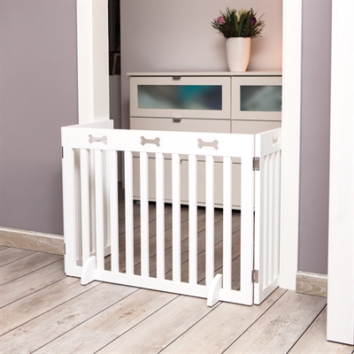 TRIXIE Hondenhek Afsluithek 3-panelen Inklapbaar | Gelakt MDF - Wit - 82-124x61 cm