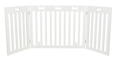 TRIXIE Hondenhek Afsluithek 3-panelen Inklapbaar | Gelakt MDF - Wit - 82-124x61 cm
