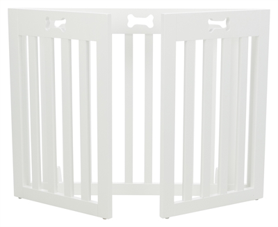 TRIXIE Hondenhek Afsluithek 3-panelen Inklapbaar | Gelakt MDF - Wit - 82-124x61 cm