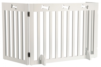 TRIXIE Hondenhek Afsluithek 3-panelen Inklapbaar | Gelakt MDF - Wit - 82-124x61 cm