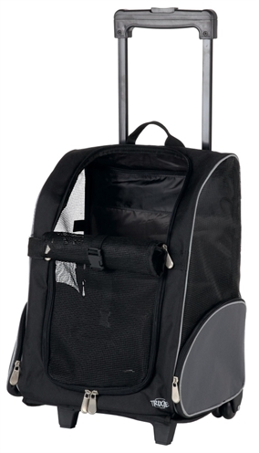 TRIXIE Hondendraagtas Reismand Trolley-Rugzak 3-in-1 met gevoerde bodem & ventilatie - Zwart/Grijs - 32x25x45 cm, max. 8 kg