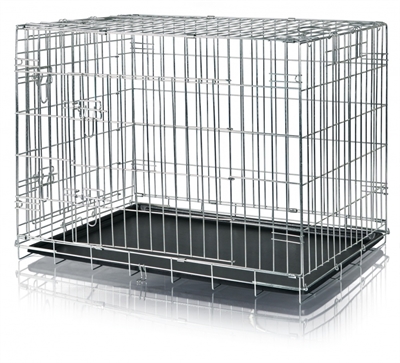 TRIXIE Hondenbench BENCH Gegalvaniseerd Metaal - 2 deuren met veiligheidsslot, inklapbaar - Zilver - 96x69x62 cm
