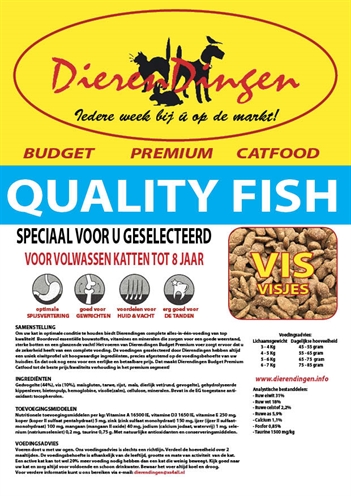 BUDGET PREMIUM Kattenvoer CATFOOD QUALITY FISH Min. 10% haringmeel, zalmolie & taurine - 15 kg