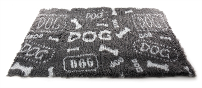 MARTIN Vetbed Dog Print - Gerecycled isolerend & zacht, goed absorberend - Grijs/Wit - 75x50 cm