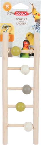 ZOLUX Ladder hout 5 treden met kralen en haakjes - naturel - 1x7x23,5 cm