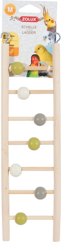 ZOLUX Houten ladder voor vogelkooi 7 treden met kralen en haakjes - houtkleur - 1x8,5x35 cm