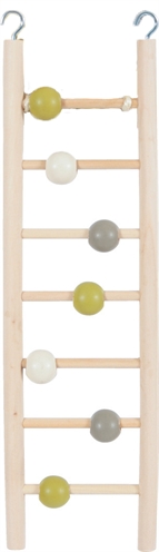 ZOLUX Houten ladder voor vogelkooi 7 treden met kralen en haakjes - houtkleur - 1x8,5x35 cm