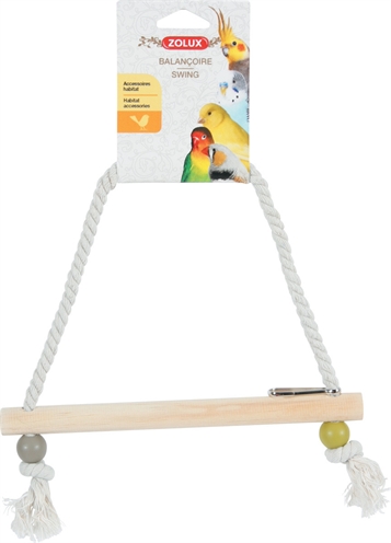 ZOLUX Vogelsschommel SCHOMMEL HOUT MET TOUW - Hout & touw, voorkomt verveling - Assorti - 22x1,5x27 cm