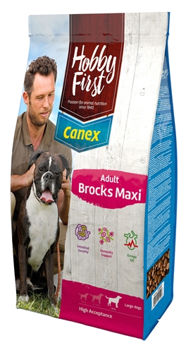 HOBBYFIRST CANEX Hondenvoer Adult Brocks Maxi Grote brokformaat, 22% kip, 25% eiwit - Naturel - 12 kg