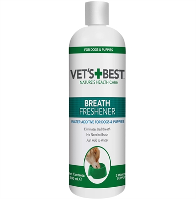 VETS BEST Mondwater Breath Freshener Hond - Tegen tandplak & frisse adem, mengbaar met drinkwater - 500 ml