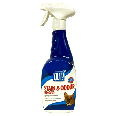 OUT! Vlek- & Geurverwijderaar STAIN & ODOUR REMOVER Permanente verwijdering vlekken en geuren, oud en nieuw, voor matrassen & tapijt - 750 ml