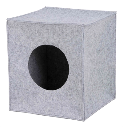 TRIXIE Kattenmand Iglo Anton - Opvouwbaar | Past in IKEA Kallax/Expedit | Vilt - Grijs - 37x33x33 cm