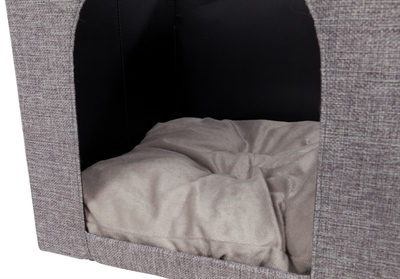 TRIXIE Katteniglo Ella Past in IKEA Kallax/Expedit, opvouwbaar & wasbaar kussen - Grijs - 37x33x33 cm
