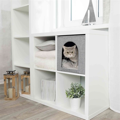 TRIXIE Katteniglo Ella Past in IKEA Kallax/Expedit, opvouwbaar & wasbaar kussen - Grijs - 37x33x33 cm