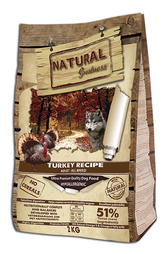 NATURAL GREATNESS Hondenvoer Turkey Recipe Hypo-allergeen 51% kalkoen met FOS/MOS