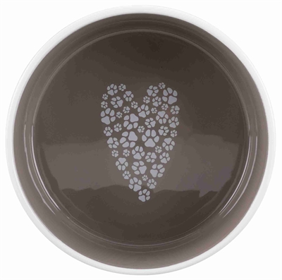 TRIXIE Voerbak PETS HOME TAUPE Keramiek met tekstprint, voor voer en water - Crème/Taupe - 16 cm