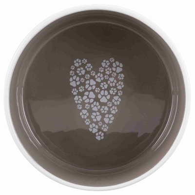 TRIXIE Voerbak PETS HOME TAUPE Keramiek met tekstprint, geschikt als waterbak - Crème/Taupe - 20 cm