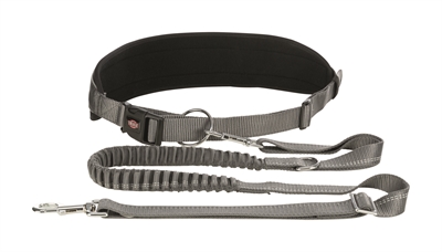 TRIXIE Buikriem met lijn Jogginglijn - Handsfree voor canicross, schokdemper & reflecterend - Grijs - 75-120 cm