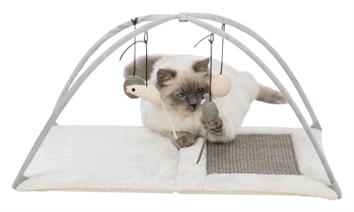 TRIXIE Krabmat met speeltjes aan koord Sisal onderkant 4 hangende speeltjes - Grijs - 60x33x42 cm