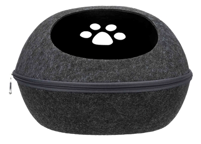 TRIXIE Relax Iglo Kattenmand Liva Vormvast isolerend vilt met ritssluiting - Antraciet - 40x24x47 cm